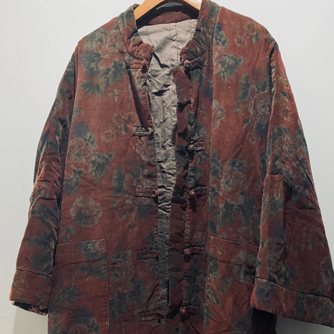 初米布衣分享原创盘扣暗花开衫棉衣