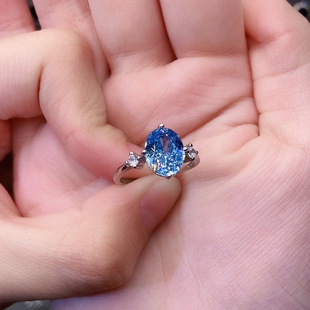 海蓝宝石戒圈银S925镶嵌