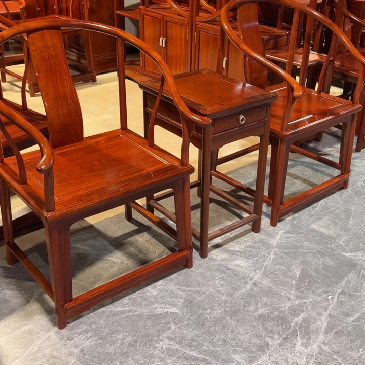 8***发花梨木类案台缅甸花梨木圈椅三件套