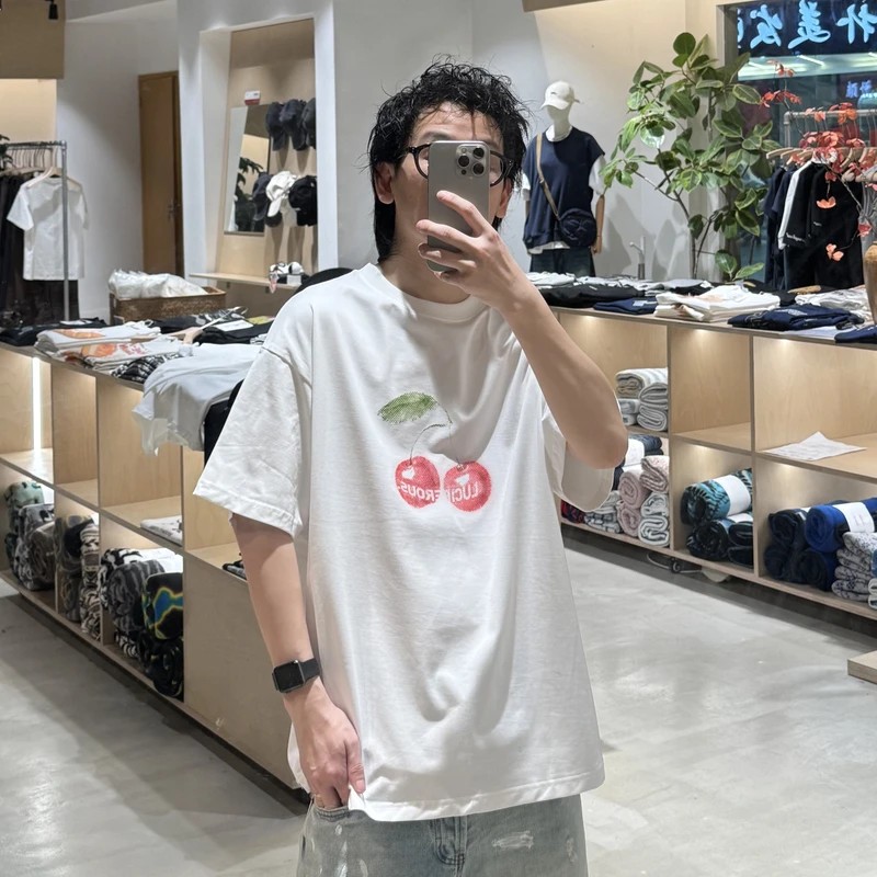 夏季新款樱桃印花短袖休闲时尚潮流百搭T恤 LF25152