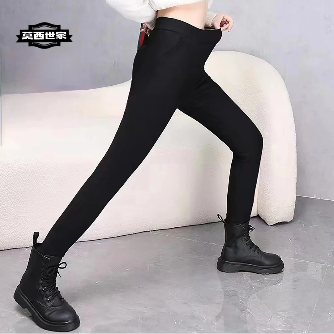 X61076【苏琳琳】时尚黑色紧身提臀高腰加厚保暖裤