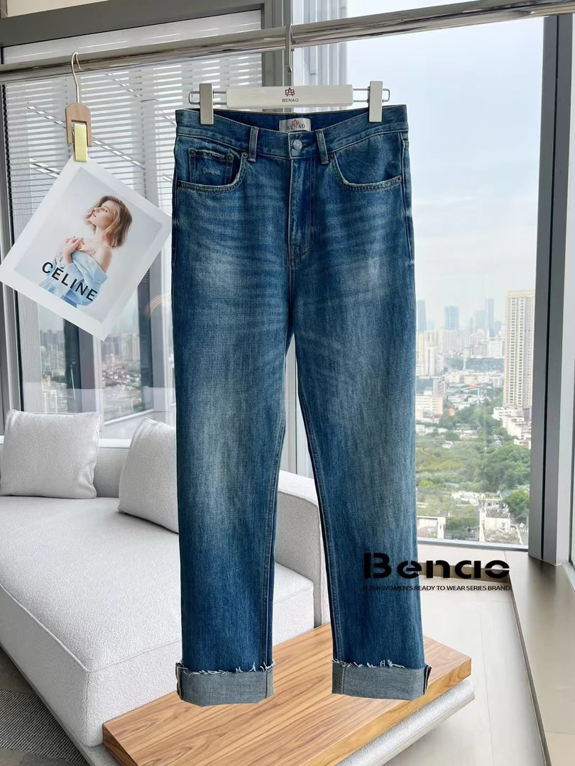 南油高品 磨边直筒牛仔裤