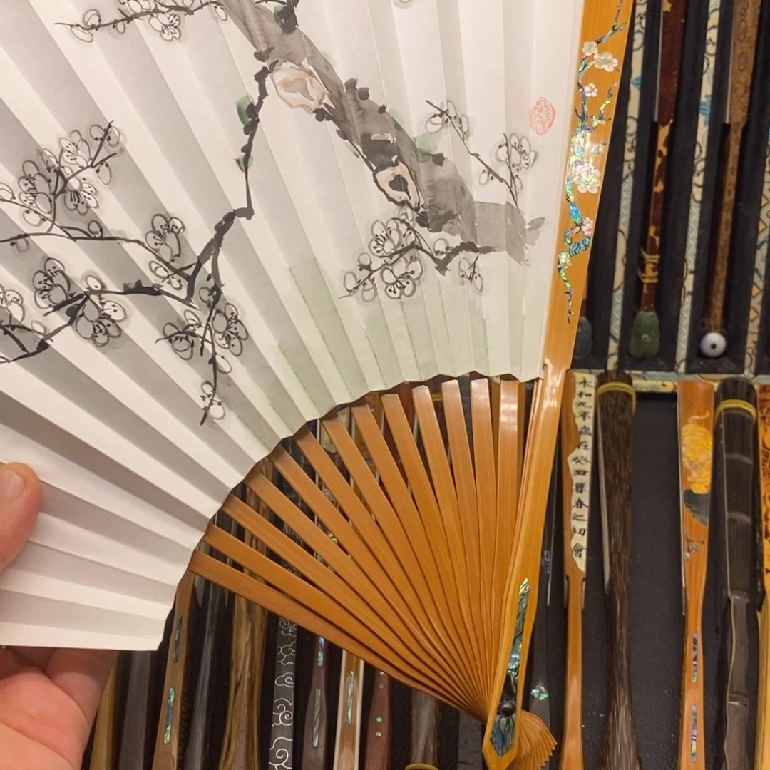 扇子《梅花》老玉竹双合青清风令