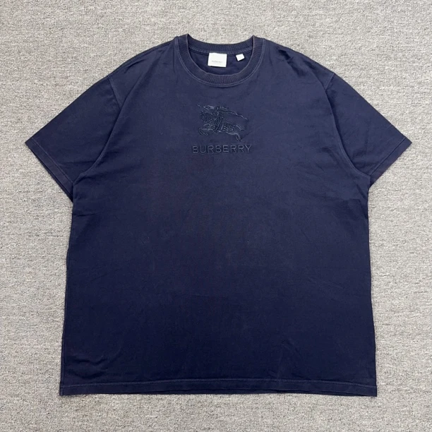 99新 BURBERRY/博柏利 y128/L码/战马Logo刺绣深蓝色短袖