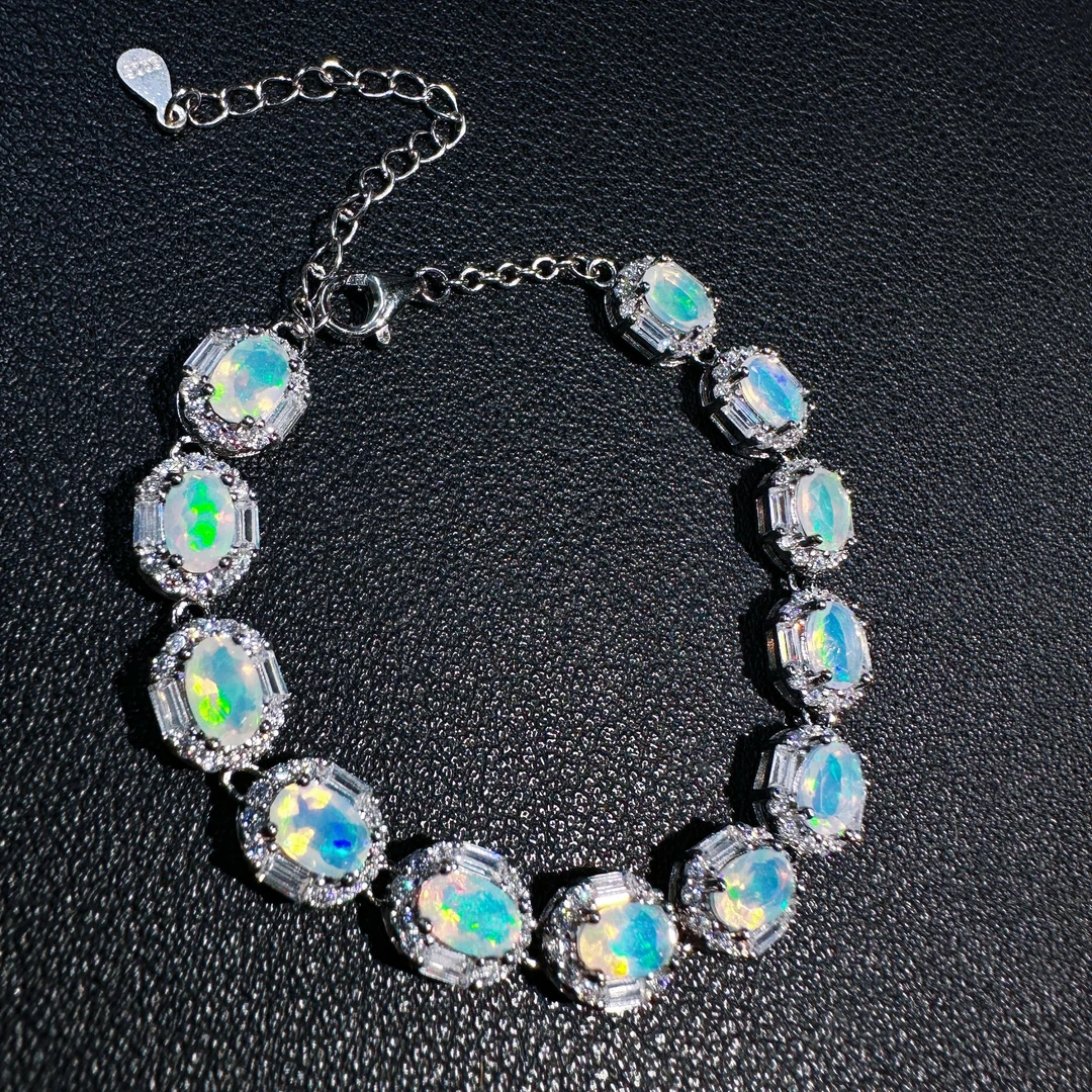 8344天然梦幻极光炫彩欧泊手链幻彩爆闪刻面时尚复古多样性发其一