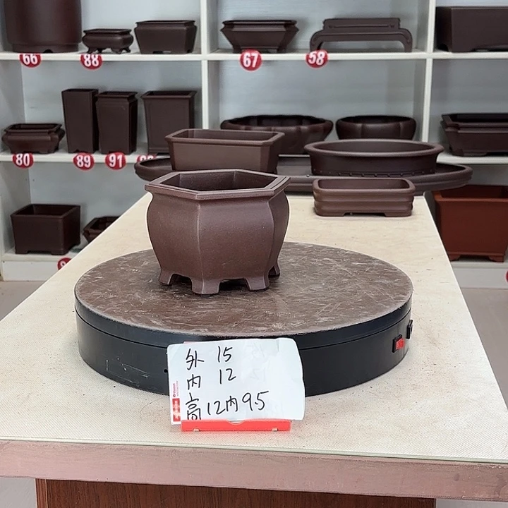 紫砂花盆小小六方