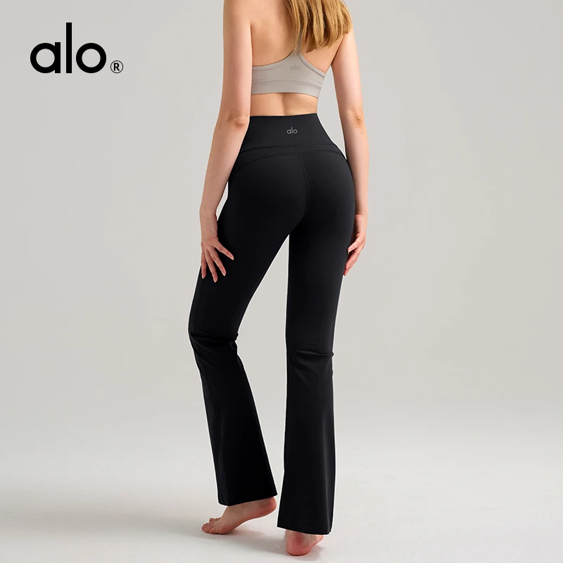 aloyoga高腰修身喇叭裤舒适设计春季微喇瑜伽裤运动健身裤女外穿