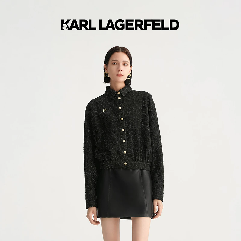 【晨粉专享价】KARL LAGERFELD早秋新款花呢衬衫老佛爷E36W1604