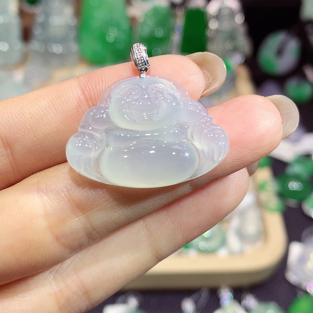 翡翠18K金镶嵌颈饰佛