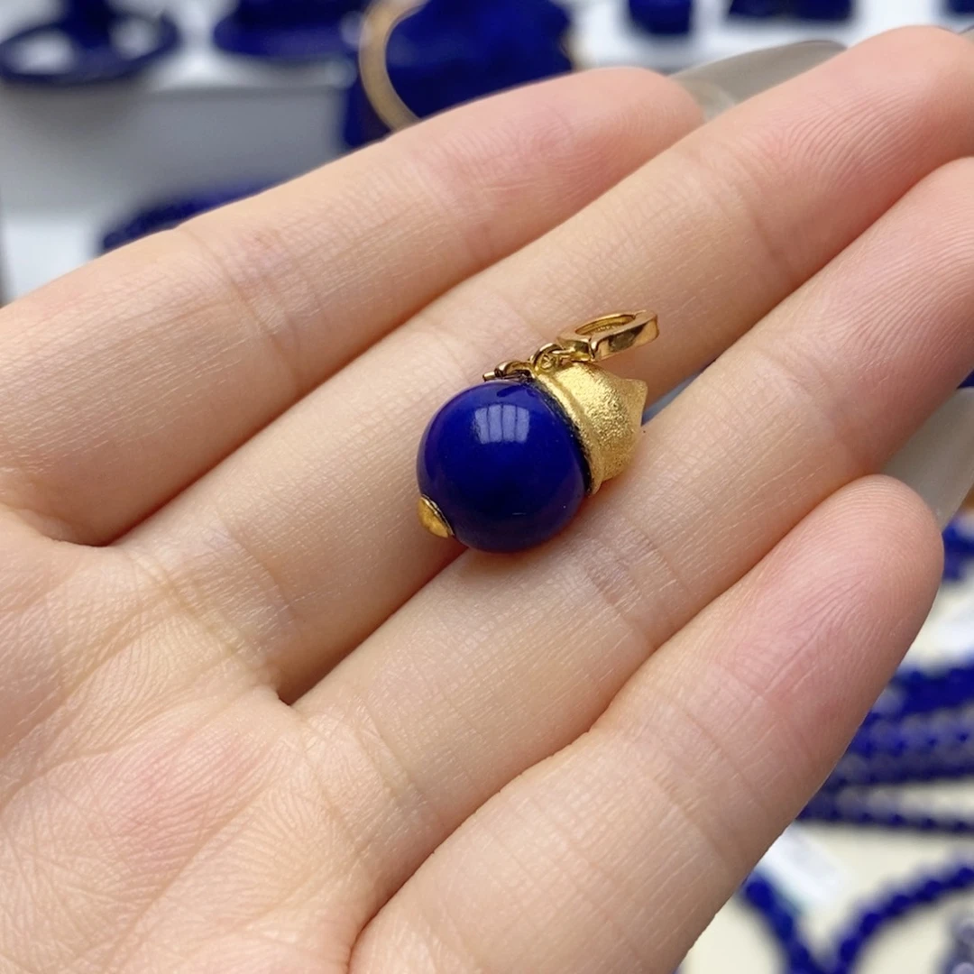 青金石银S925镀金镶嵌颈饰