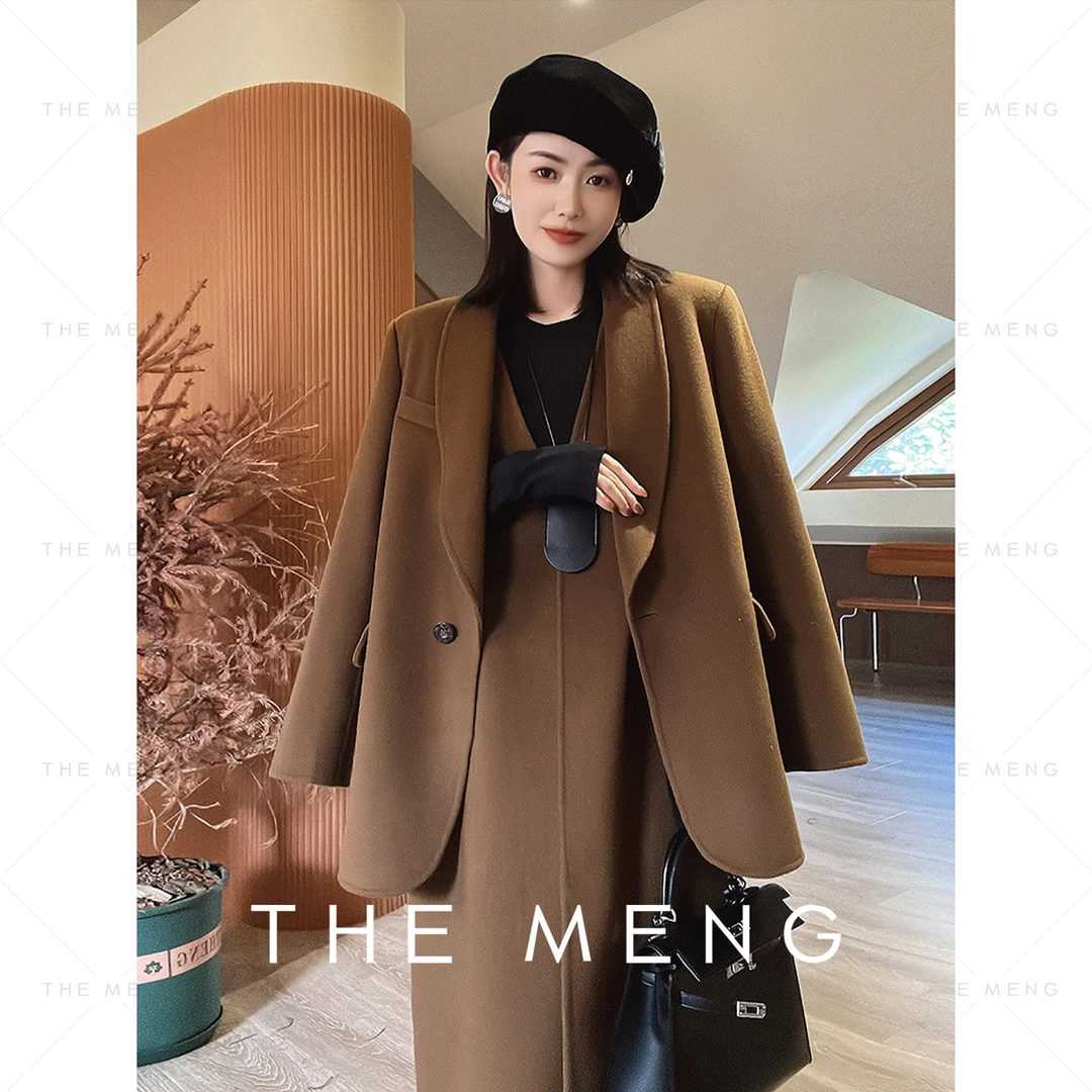 THE MENG【南法-外套】斜纹长款时尚女士毛呢外套#WA5427