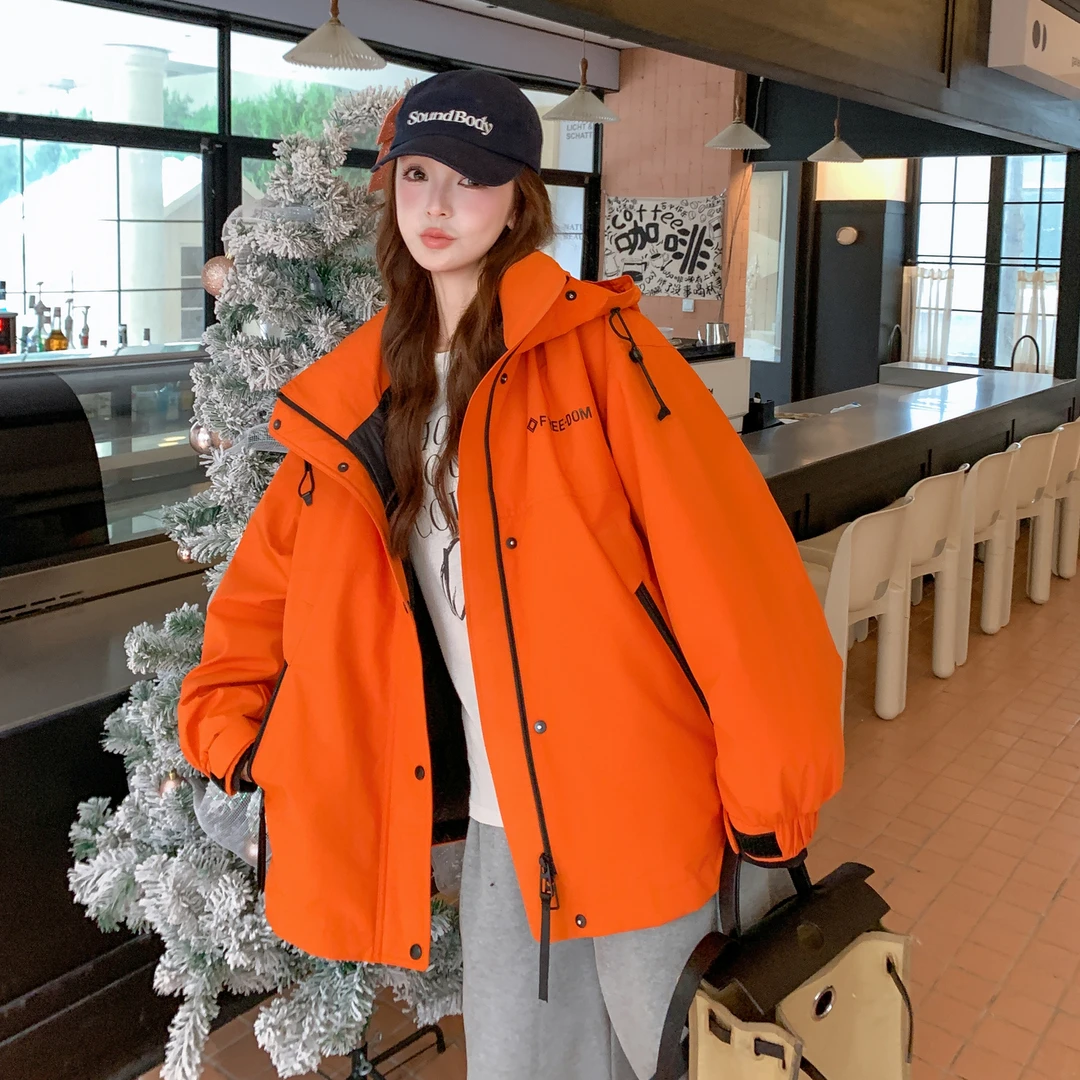 户外休闲连帽冲锋衣羽绒服女2025冬季新款韩版小个子90白鸭绒外套