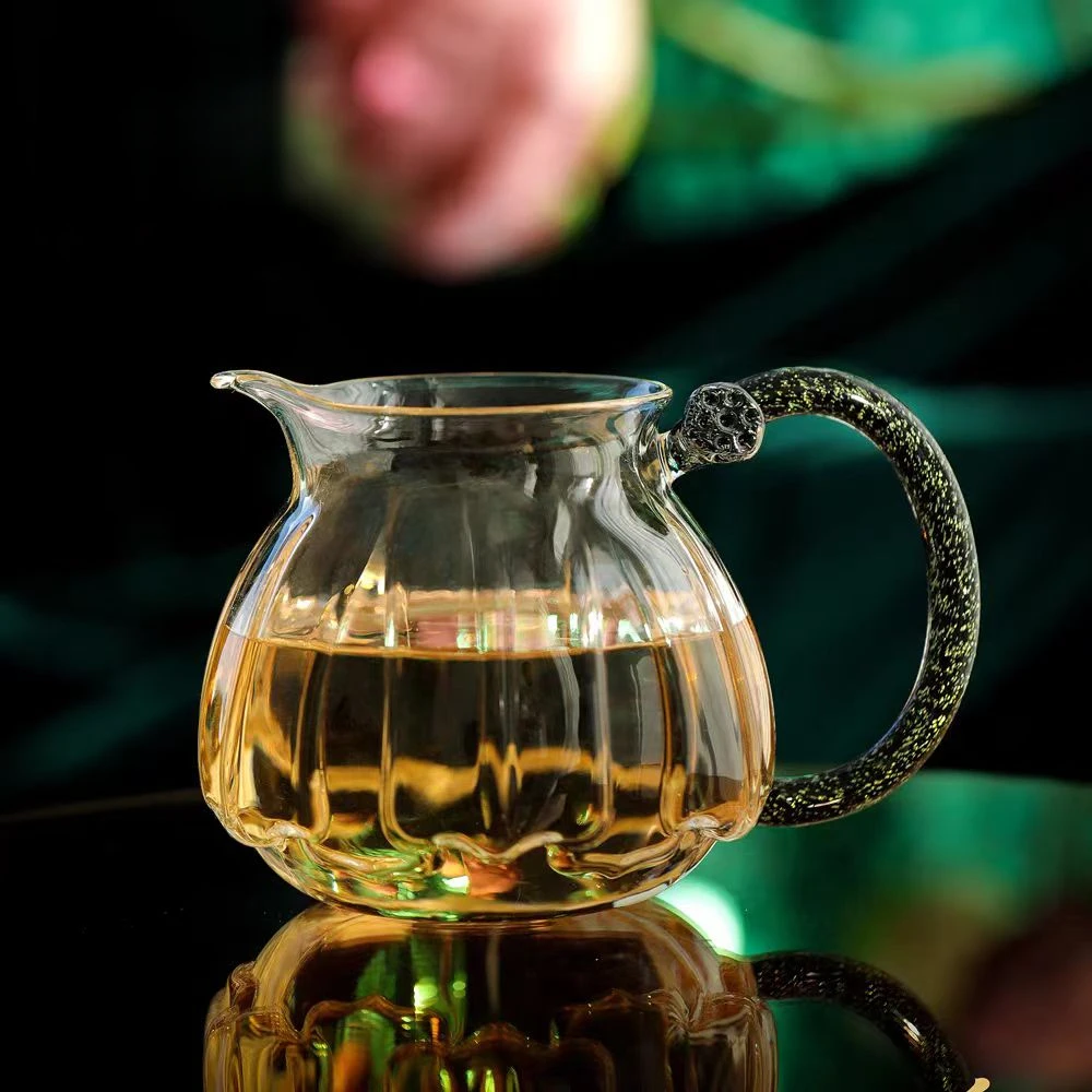 日式创意高档公道杯家用茶海高硼硅耐热透明玻璃公杯茶室炫彩公杯