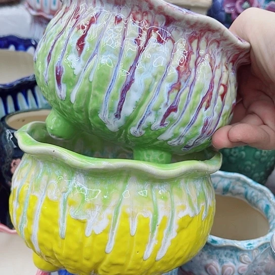 多肉绿植陶瓷花盆9.9包邮，有空