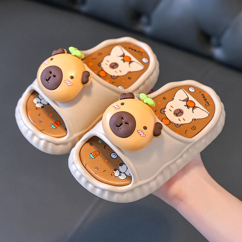 卡皮巴拉拖鞋女男童女童女孩夏季防滑踩屎感家居室内宝宝女孩拖鞋
