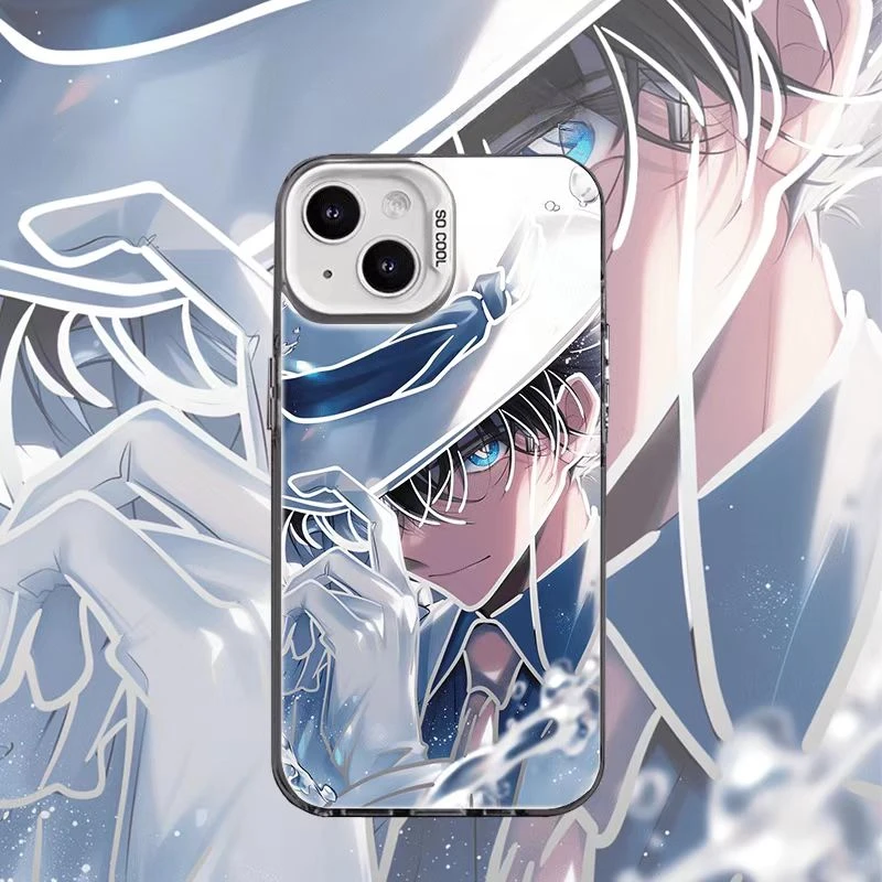 怪盗基德线条彩银适用苹果15华为VIVO小米OPPO动漫个性彩银手机壳