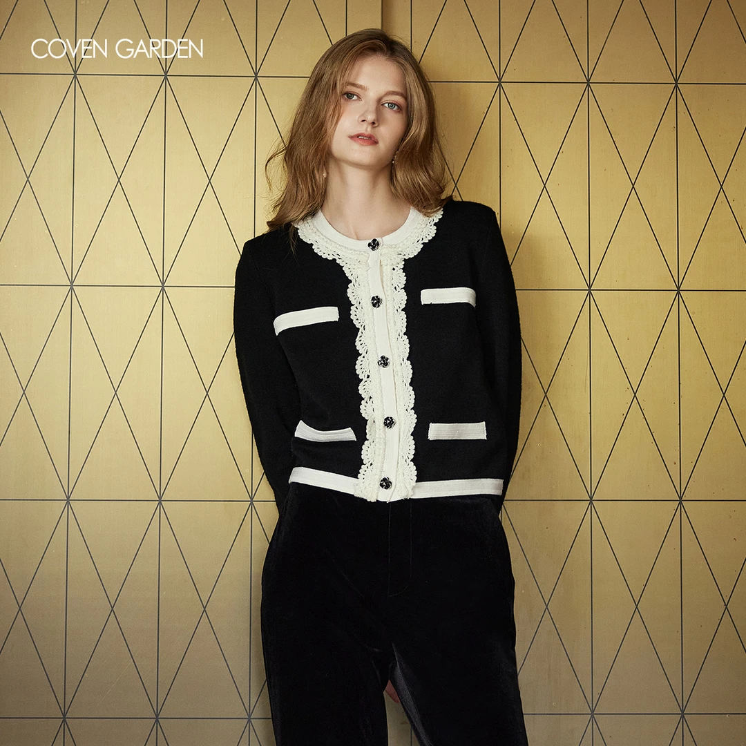 【贤哥专属】哥文花园撞色毛针织短外套CLA4035220