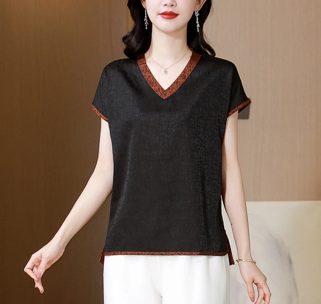 【双面穿龟裂纹】夏季大码时尚百搭气质中式宽松中老年遮肚上衣