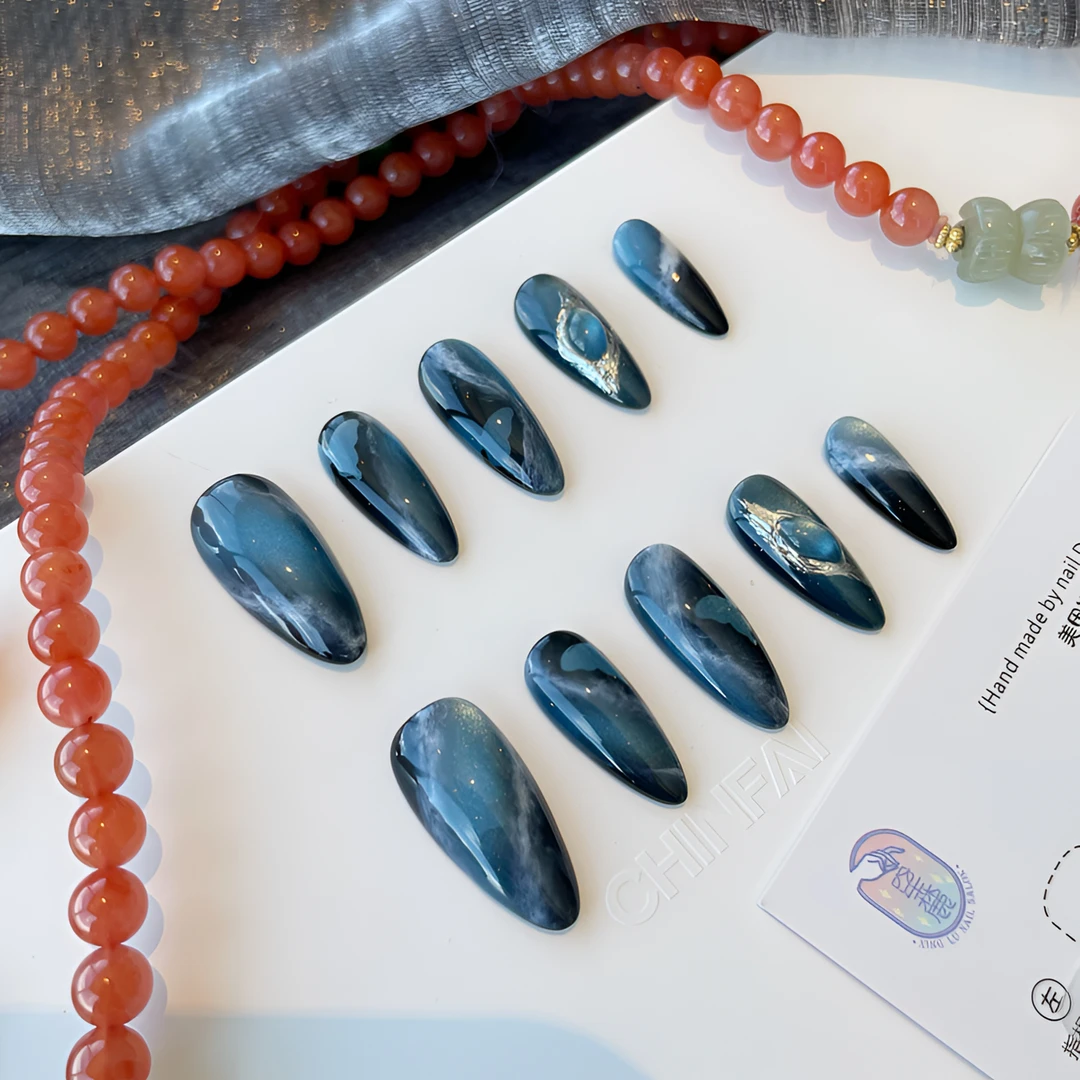 A1569『蝶舞星河』甜酷国风银河星系蝴蝶猫光晕染纯手工制作穿戴甲