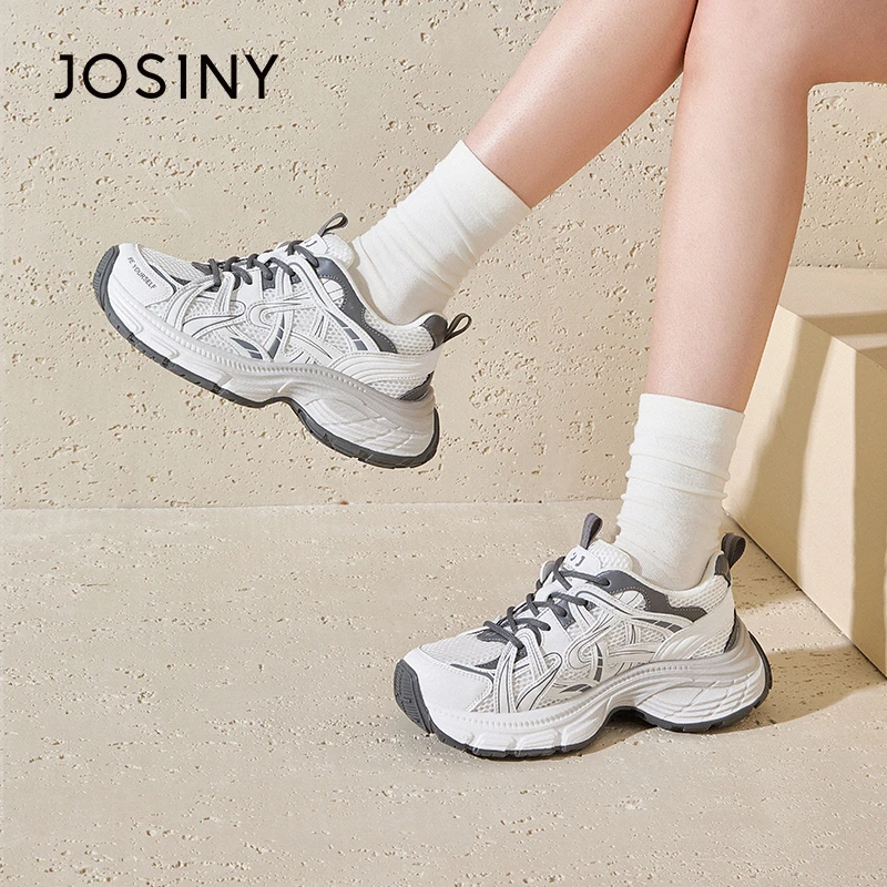 卓诗尼厚底增高休闲运动鞋女2026春秋新款透气小众百搭软底老爹鞋