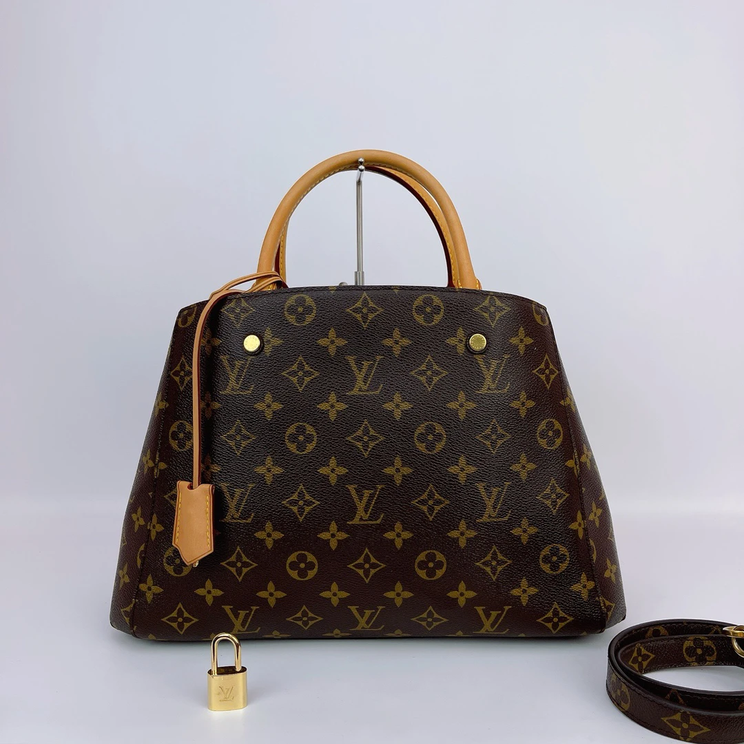 95新 LV LV 棕色老花蒙田单肩包内标4173底长34 C868