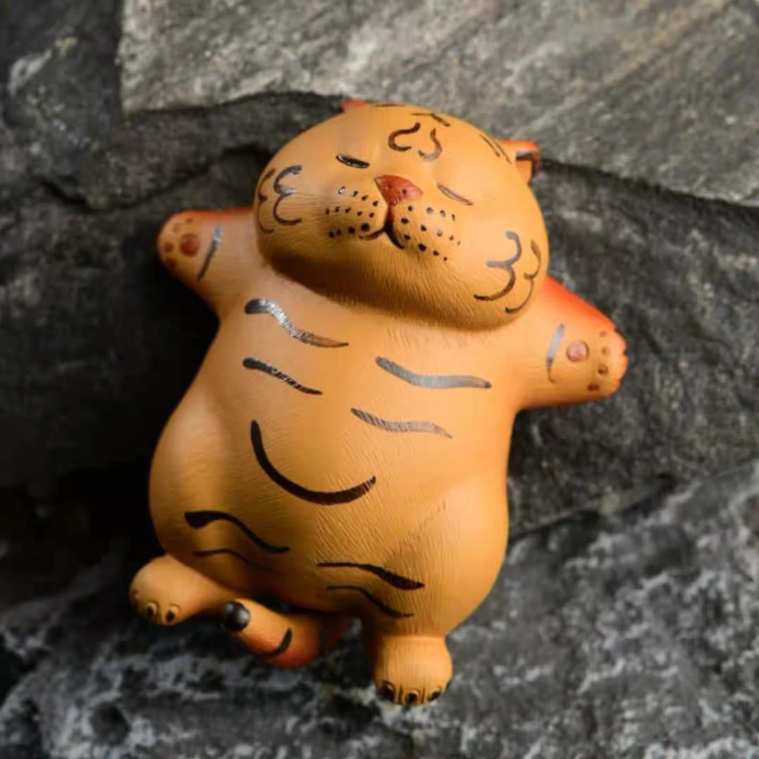 绪空宜兴紫砂躺赢虎-大号可养萌趣小老虎精品茶桌摆件创意小礼物