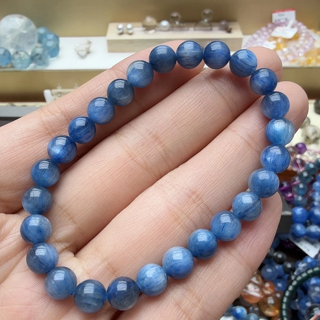 蓝晶石手机未镶嵌蓝晶手链7mm