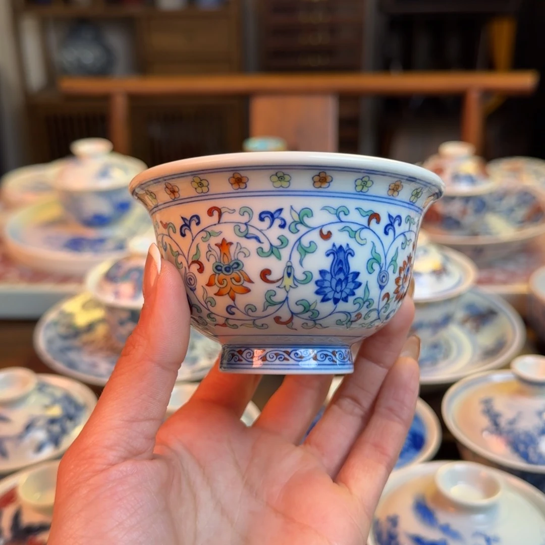 杯见山烧景德镇名窑口缠枝莲