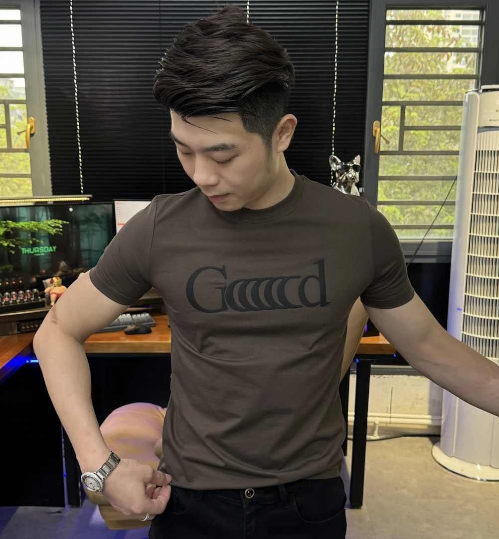 夏季新款圆领T恤修身男士印花百搭通用简约款百搭休闲弹力短袖T20