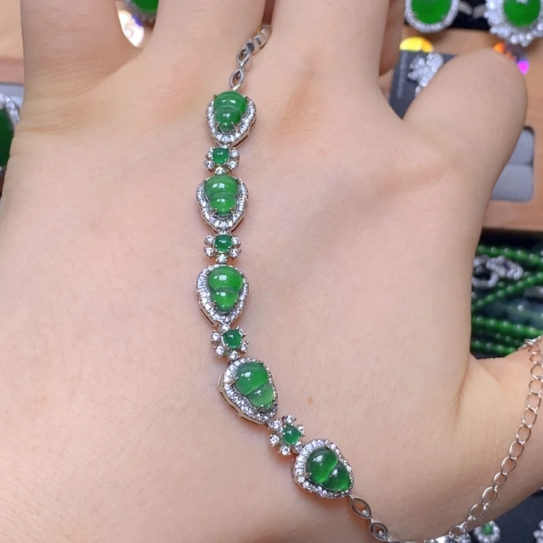 翡翠银S925镶嵌颈饰手链