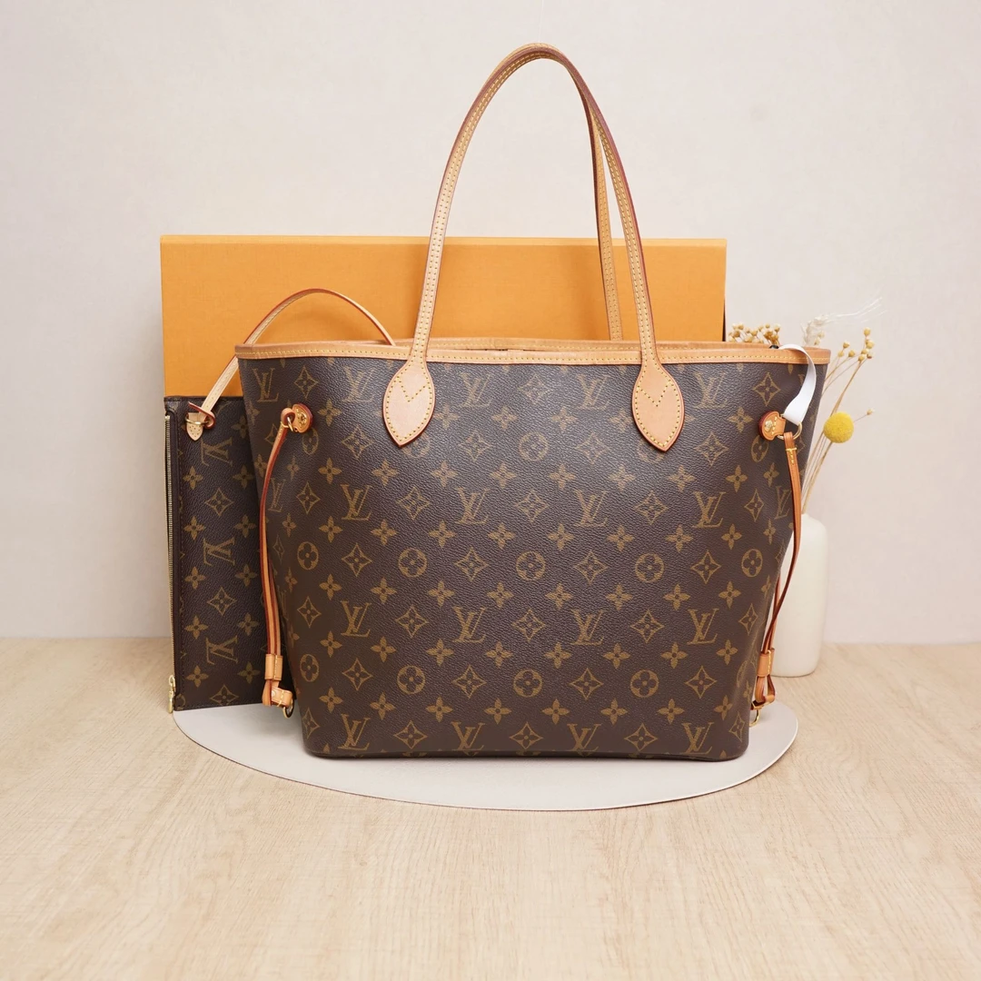 95新 LouisVuitton/路易威登 neverfull中号老花芯片款包DS025886