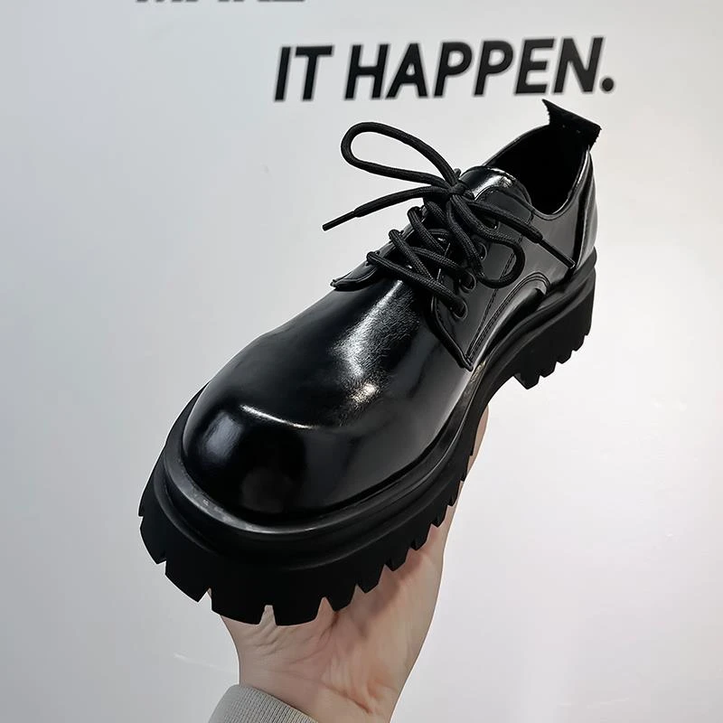 FAVMARTHA小众皮鞋男款设计高级感真皮英伦商务正装厚底增高休闲