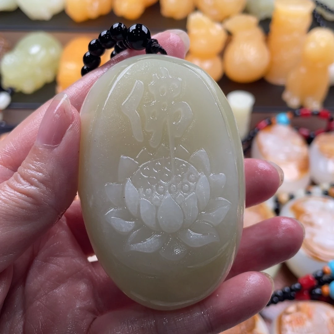 夏***跳石材天然古青石手把件