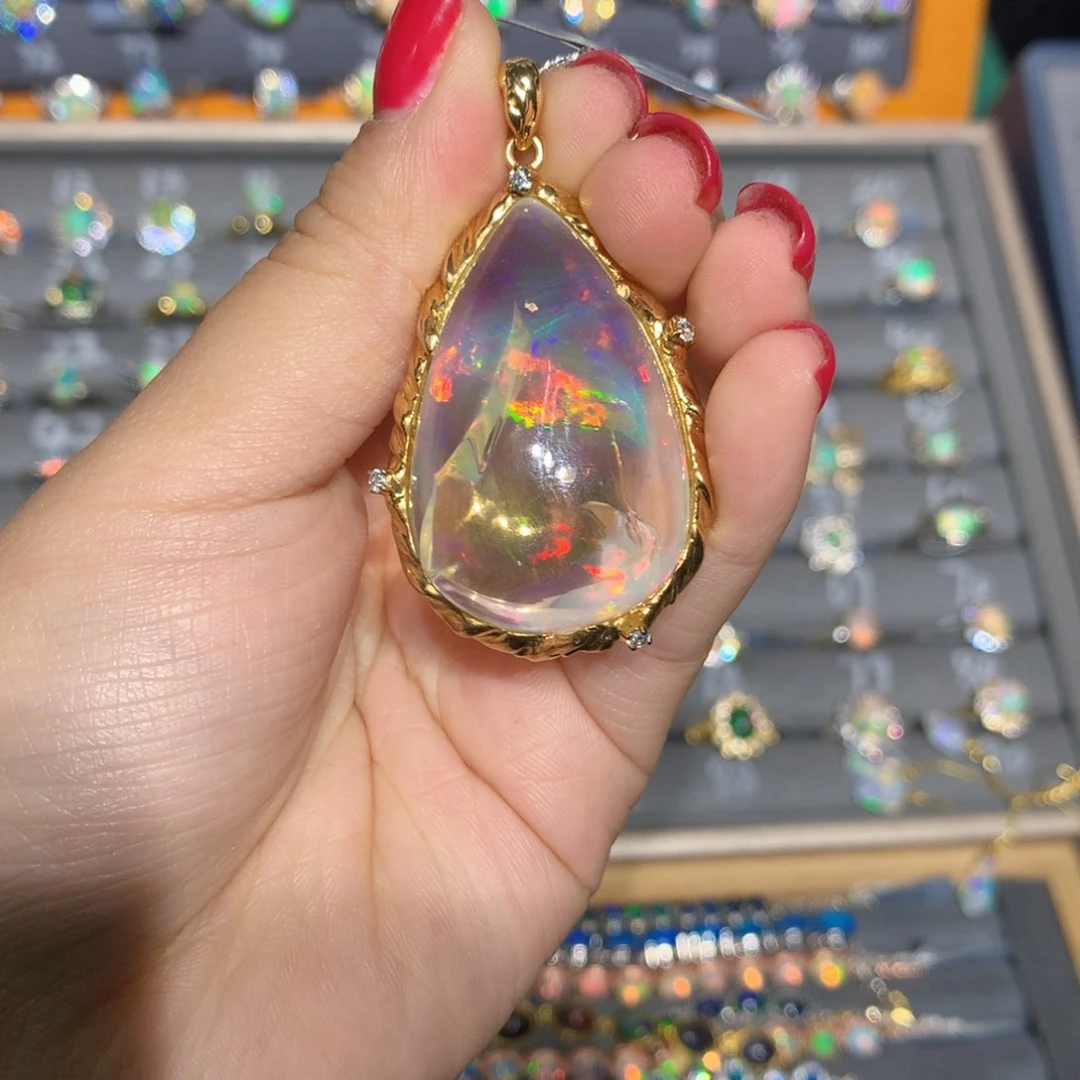 银S925镶嵌欧泊欧泊福利吊坠l