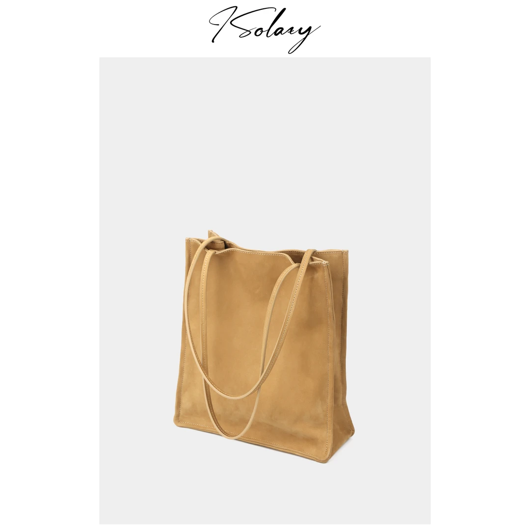 isolazy/小众托特极简高级感单肩包头层牛皮红色通勤