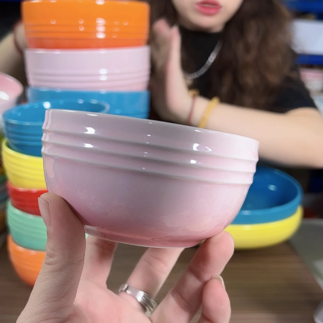 餐具轻虹粉色米饭碗