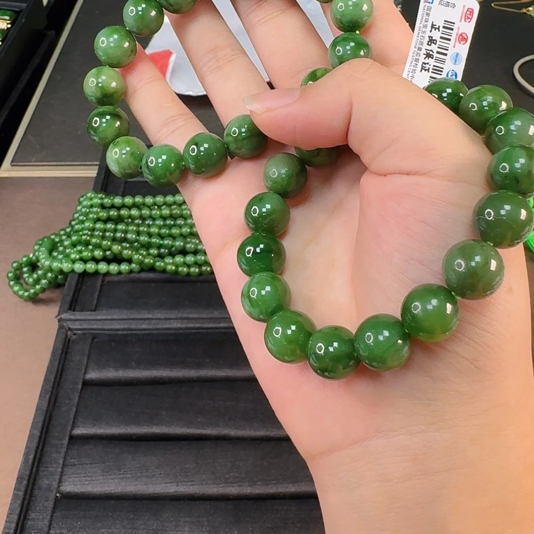 未镶嵌和田玉耳饰碧玉卡12手串