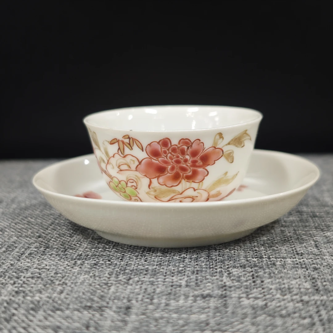 清 雍正 粉彩花卉杯套1古陶瓷W-1207