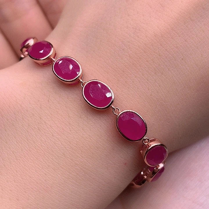 手链银S925镶嵌红宝石