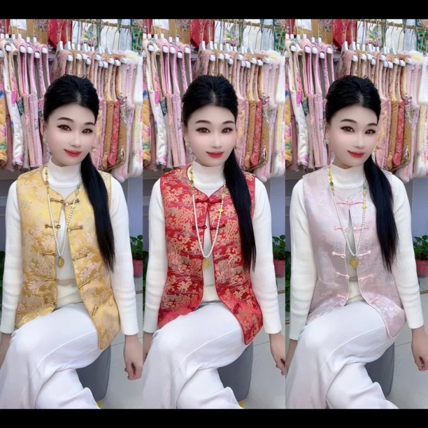 秋冬季加棉马夹女新款新中式刺绣国风马甲