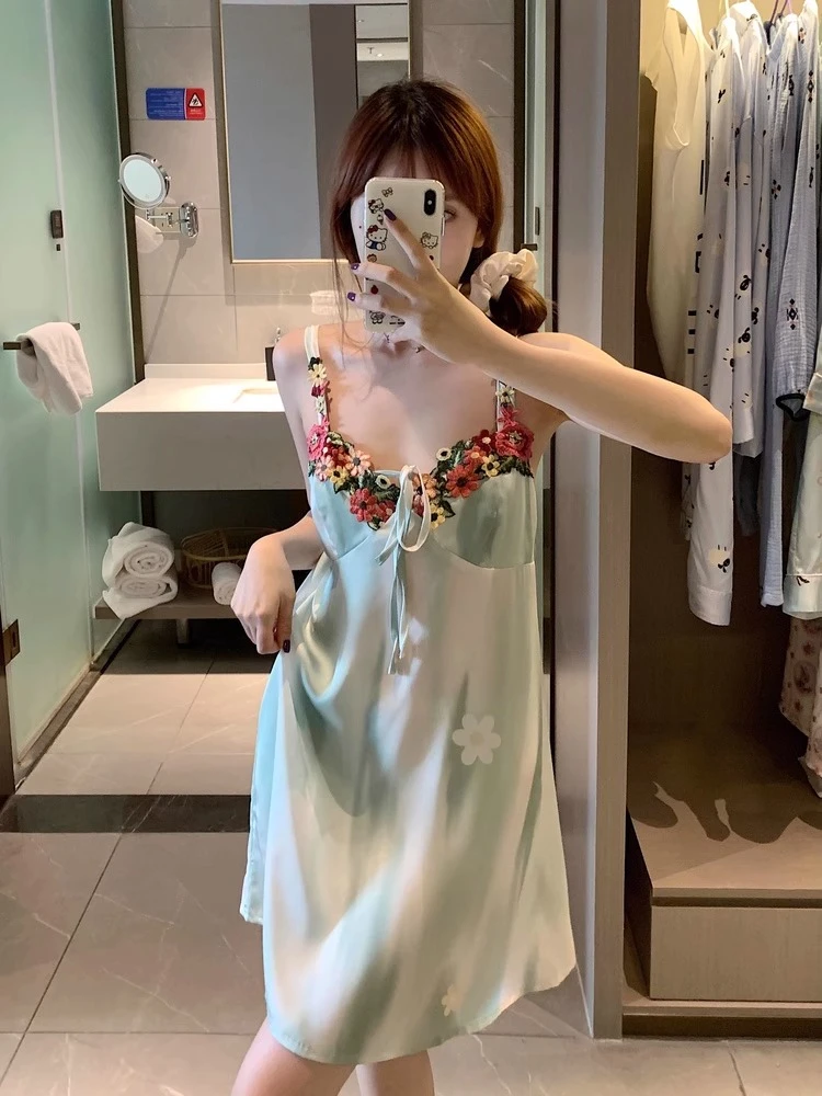 女士夏天冰凉高级感纯欲风睡裙冰丝女款爆款2025新款纯欲睡衣睡衣