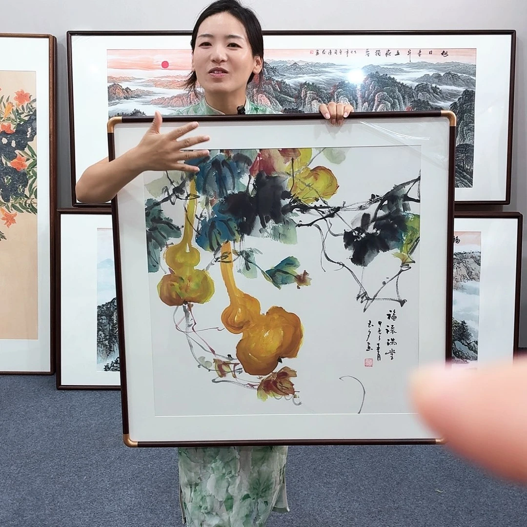 国画手绘作品80×80尺寸
