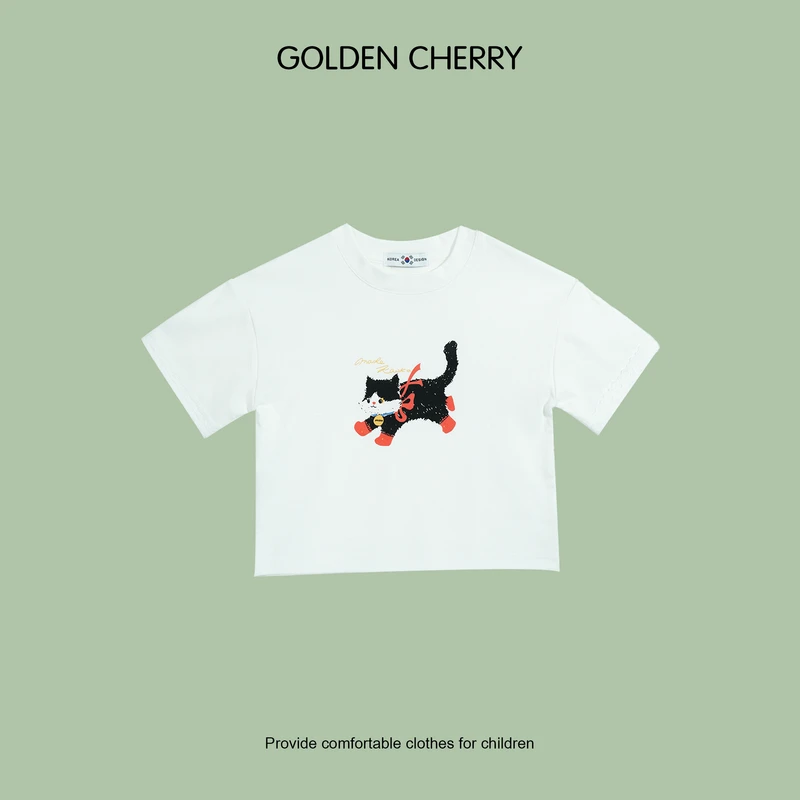 【Golden cherry】小童叮当猫印花纯色T恤QDD210