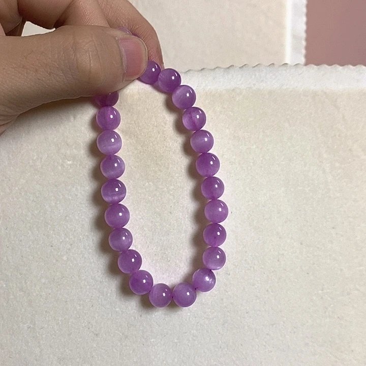 未镶嵌锂辉石紫锂辉高冰收藏级顶配手串8+猫眼
