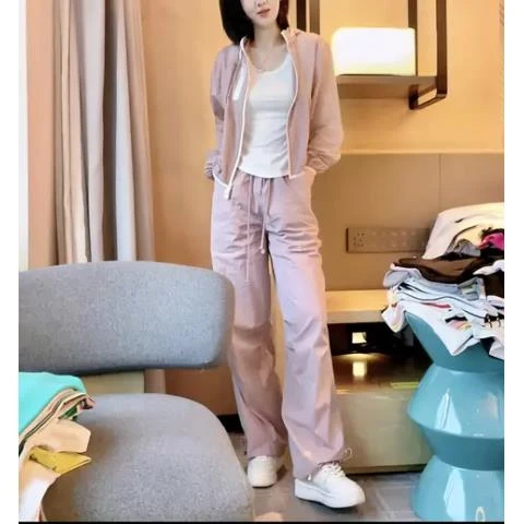 【哝哝服饰】2024新款律动莫兰迪抽绳显瘦工装休闲裤501-019991