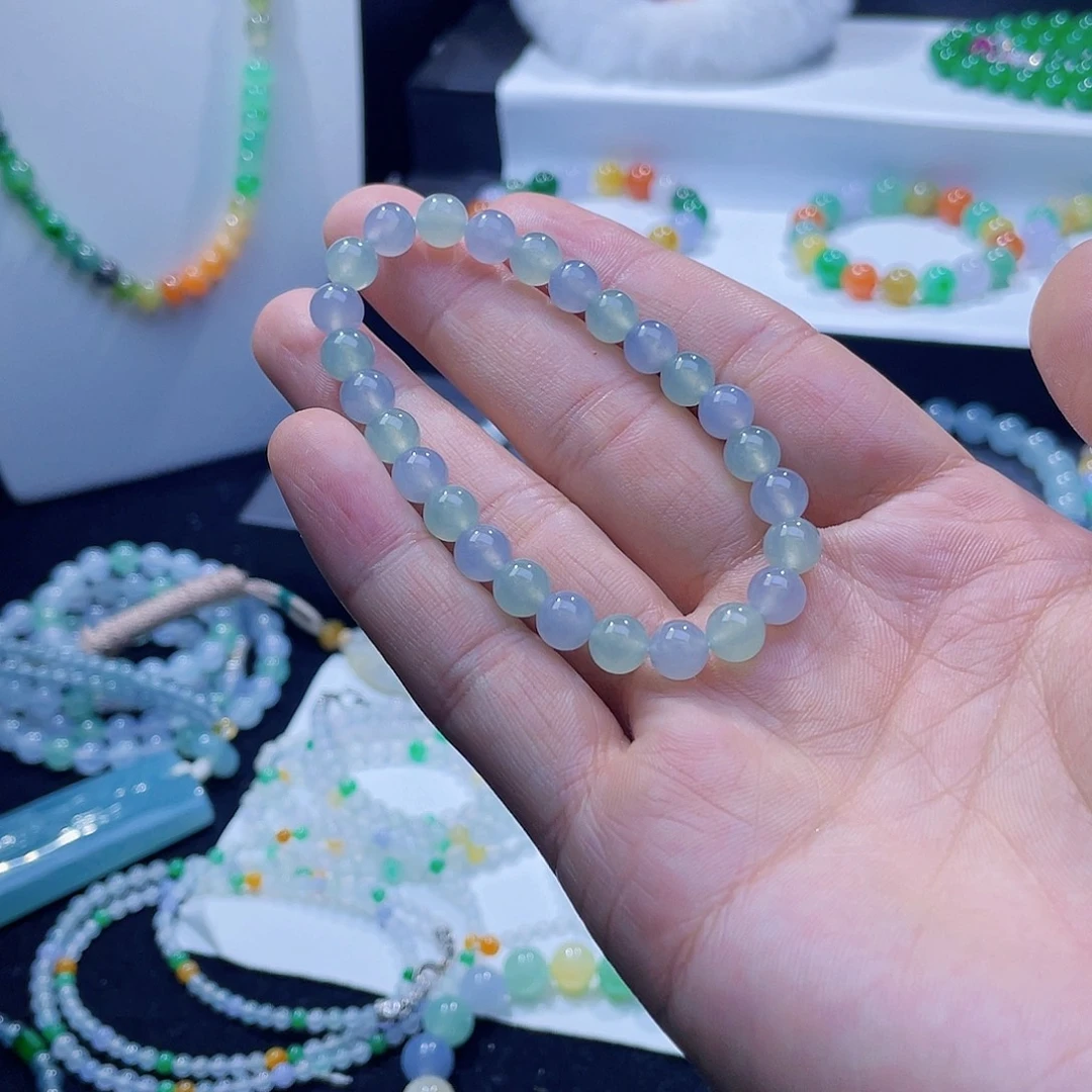 翡翠未镶嵌手串卡6.8