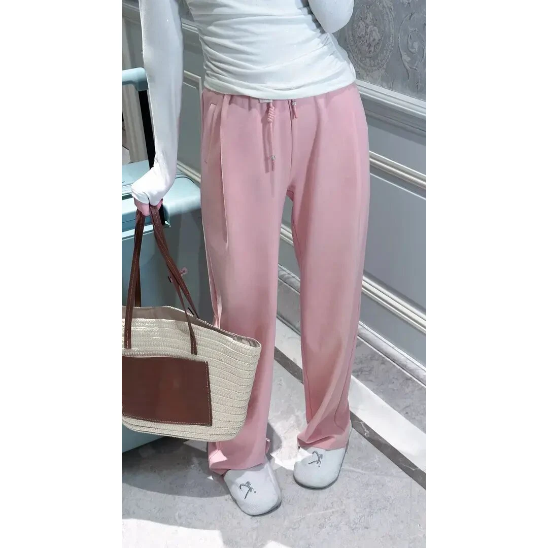 【雅乔定制】粉色松紧腰宽松显瘦垂感直筒休闲裤DYTY-23020131