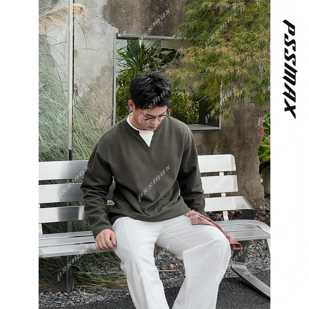 【现货】胖俗俗pssmax【竖纹菲拉双面碳素磨毛】2025秋冬宽松休闲卫衣