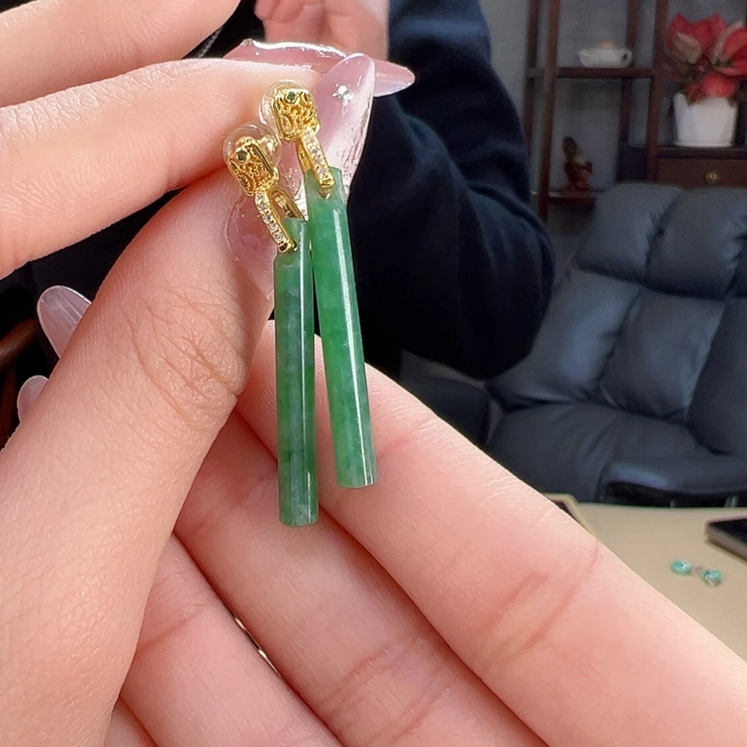 翡翠耳饰银S925镶嵌耳环11