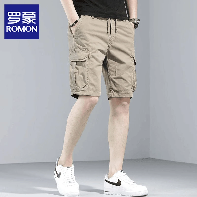 罗蒙2025新款工装纯棉短裤子男士夏季薄款宽松直筒中裤休闲五分裤